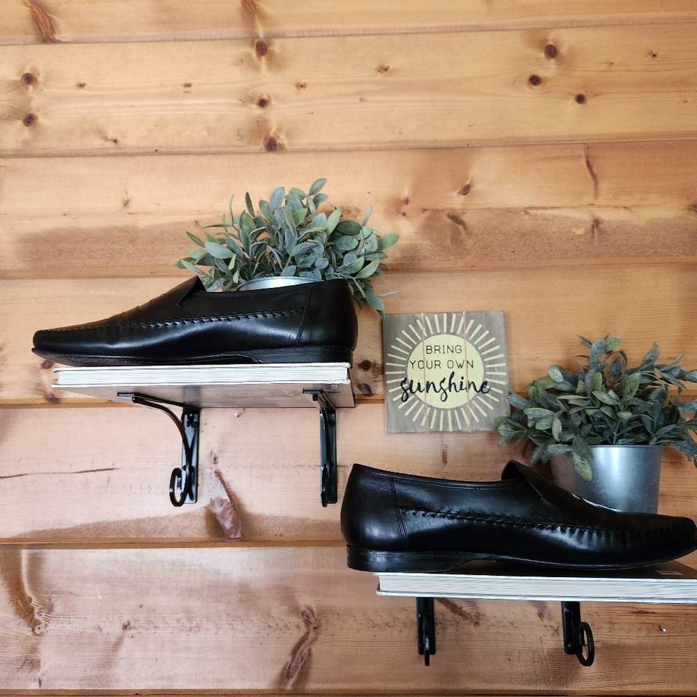 ECCO Black Leather Moc Toe Driving Penny Loafers Comfort Dress Shoes Men Sz 11 D - Picture 4 of 12